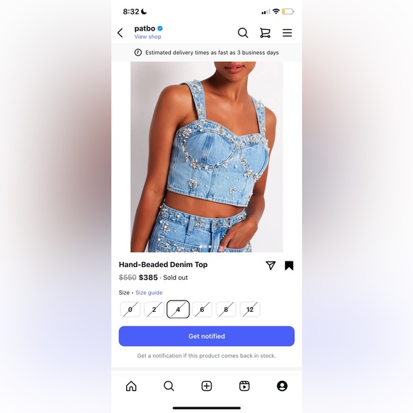 PatBo Hand-beaded Denim Top NWT - Picture 16 of 16